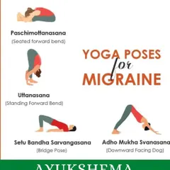 Yoga can be an effective, natural remedy for migraines. This infographic shows poses like Downward-Facing Dog and Seated Forward Bend that help relieve tension and improve blood flow to the head.
