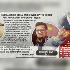 A close up of my feature in the Times of India. I shared my thoughts on how social media reels are helping Punjabi tracks go viral.