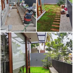 Transforming a narrow side yard from a construction zone to a lush green space with a stone path, making the area both beautiful and functional.
