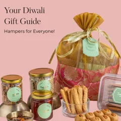 Here is your guide to thoughtful Diwali gifting. I have curated these hampers for everyone on your list, filled with a mix of sweet and savoury treats, all packed in beautiful brocade potlis and festive boxes.