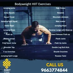 A helpful list of bodyweight HIIT exercises you can do anywhere. We provide resources like this to empower you with knowledge for your fitness journey, both inside and outside the gym.