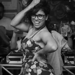 A candid moment of pure fun while social dancing. This is me in my element, surrounded by good music and my favorite people.