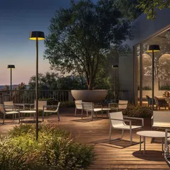 Our solar lamp posts create an elegant and welcoming atmosphere for this commercial terrace. They are an ideal solution for restaurants, cafes, and resorts, offering reliable, all-weather performance and a modern aesthetic that enhances the guest experience.