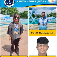 Our para-swimming champions Lizaba Deepak, Punith Nandakumar, and Sumit Kurane with their impressive medal haul.