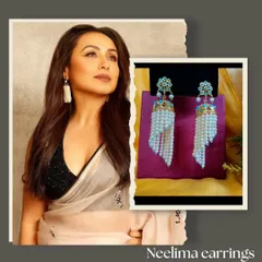 Get inspired by Bollywood. Here, I show how you can get a look similar to Rani Mukerji's with our Neelima earrings, which feature beautiful pearl tassels.