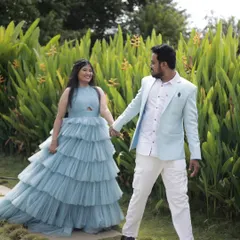 A candid and happy moment captured during the shoot. The makeup is designed to look flawless in natural daylight and from every angle.