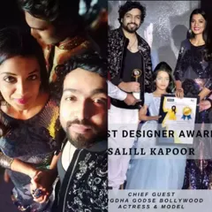 A collage capturing the excitement of the Best Kids Designer award night. Sharing this moment with actress Mugdha Godse was a highlight.