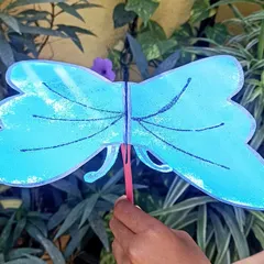 A beautiful butterfly craft created by one of the children. We use simple materials to let their imagination take flight, creating wonderful pieces to take home at the end of the year.
