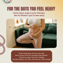 For the days you feel heavy, especially during pregnancy, yoga is therapy. This image of an expecting mother in a gentle pose reminds us that sometimes just showing up to breathe is enough.