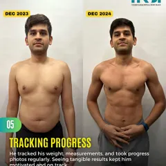 This before and after shot of Zahaan shows the power of tracking your progress. Seeing tangible results like this is one of the biggest motivators to stay on track with your fitness goals.