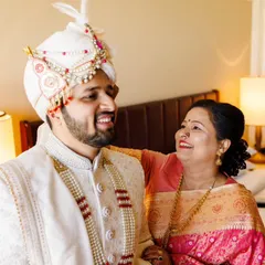 A beautiful, tender moment between the groom and his mother. Just before the baraat, Aakash's mom came in to make sure he looked perfect. These are the family moments that are so precious.