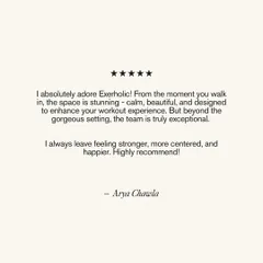 "I always leave feeling stronger, more centered, and happier." This feedback from Arya means the world to us. We strive to create an exceptional experience from the moment you walk in.