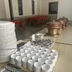 This was a buffet setup for a school event, showcasing my versatility. I use high-quality copper and steel serving ware to keep food hot and presentable, whether it's for students or executives.
