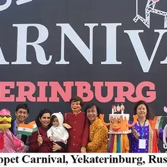 Our family and team at the World Puppet Carnival in Russia, 2018. We were honored to win the 'Best Storytellers Award' at this prestigious festival.