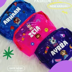 Our jelly pouches are a super cute way to store your essentials. Available in bright neon colors, we can personalise them with your name and fun character patches.