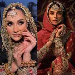 A side-by-side comparison of my 'Bibbojaan' recreation next to the original look of Aditi Rao Hydari. I'm proud of how this turned out.
