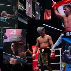 Victory and atmosphere. Capturing the triumphant moment a fighter holds the flag high, alongside the details like the round card that build the tension of the night. Every piece tells part of the story.