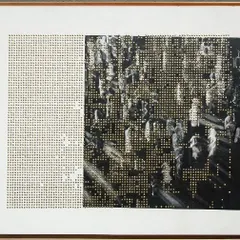 A detailed look at "Beautiful Memories" by artist Kisalay Vohra, featured in our Art Annual 2016. This mixed media piece uses pins to symbolize the joy and pain of memories, demonstrating the conceptual depth of the works we exhibit.