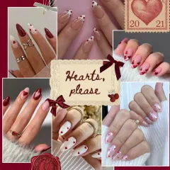 Hearts, please. For those who want to be a little more playful, this collage shows different ways I incorporate heart art into manicures, from tiny accents on a French tip to full-on patterns.