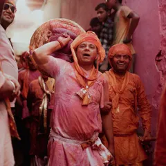 A comprehensive photo series from Lathmaar Holi in Barsana. These images document the unique tradition where women playfully hit men with sticks, recreating a legend of Lord Krishna and Radha. The photos are filled with motion, color, and raw emotion.