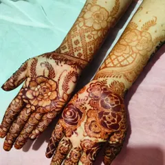 Stain goals achieved. This photo shows the beautiful, deep color of two different floral designs after the paste has been removed.