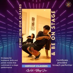 We offer a complete performance training program for our students. This includes 18 classes covering footwork, drills, and power moves, all leading up to a final stage performance where every participant receives a certificate.