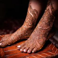 Don't forget the feet! I create equally detailed and beautiful mehendi designs for the feet, ensuring your complete bridal look is perfect from head to toe.