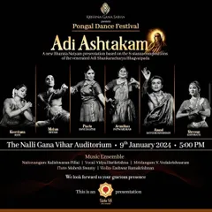 Announcing our performance of "Adi Ashtakam" at the prestigious Krishna Gana Sabha's Pongal Dance Festival in Chennai. I had the honor of presenting the 'Sarada Bhujanga Ashtakam' in this show.