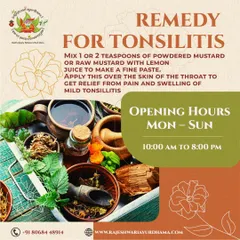 For mild tonsillitis, a simple topical remedy can provide relief. A paste made from powdered mustard and lemon juice applied to the throat can help reduce pain and swelling.