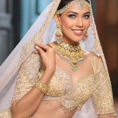 The joy of a bride on her special day is everything. This ivory glam look is all about enhancing her natural beauty with soft, luminous makeup, a gentle smokey eye, and a radiant smile that lights up the frame.