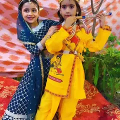 Another beautiful shot of our students dressed for the Janmashtami festival. These themed events are a highlight of our camp, combining cultural education with the joy of performance.