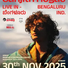 The official poster for the Sanjith Hegde Live concert in Bengaluru. This design incorporates a soulful image of the artist and clearly lists all sponsors and partners, showcasing my ability to manage large-scale collaborations.