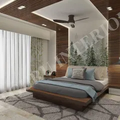 An alternate view of the nature-themed bedroom concept, showing how we present different angles to ensure the client is happy with every detail before implementation.