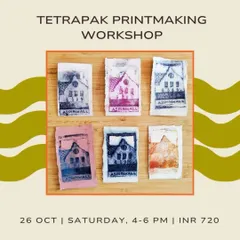 Discover the art of intaglio printmaking in our Tetrapak workshop. You'll learn to carve designs onto recycled tetrapaks and use a mini 3D-printed press to create your own mini prints.