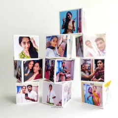 Here’s a closer look at the photo cubes after they have popped. Each side can be customized with your favorite pictures, turning your memories into a playful, three-dimensional display.