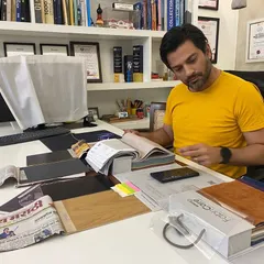 Another glimpse of my workspace, where I'm deeply focused on reviewing material options. The selection process is critical for achieving the right texture, color, and quality for each project.