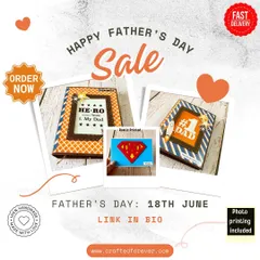 My Father's Day sale is on! This promotional image shows the different styles of handmade albums and cards available to celebrate your dad. All gifts come with photo printing included.