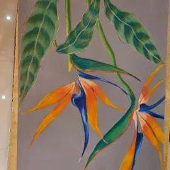 A beautiful painting of a Bird of Paradise flower, showcasing skills in color blending and botanical illustration. Our classes help you capture the delicate details and vivid colors of nature.