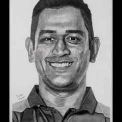 A detailed pencil portrait of MS Dhoni. I focus on teaching how to capture a person's likeness and personality, especially through their expression and eyes.
