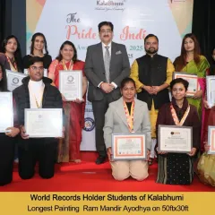 We are incredibly proud of our World Record Holder students. Here they are, being felicitated at "The Pride of India" award ceremony. This is the kind of recognition and platform we provide to our dedicated artists, celebrating their achievements on a grand stage.