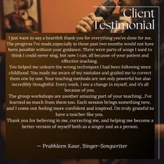 It's an amazing feeling to help a student unlearn old habits and sing songs they never thought possible. My teaching methods are designed to be both powerful and thoughtful, guiding you one step at a time.