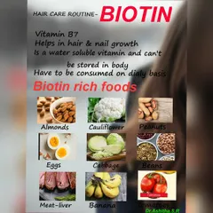 This infographic provides a quick reference for biotin rich foods. Vitamin B7 is essential for hair and nail growth, and since it's water-soluble, it needs to be consumed daily for best results.