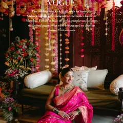A vibrant photo from the Vogue spread, showing the bride at her intimate Maharashtrian-style mehendi. The feature highlighted the traditional yet fresh approach to the decor.