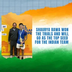 Shaurya Bawa, pictured here with his coach, won the trials and entered the World Junior Championship as the top seed for the Indian team.
