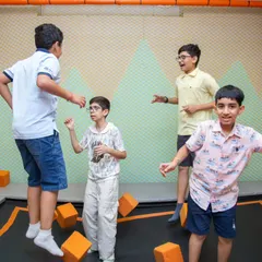 Jumping for joy on the trampoline! This is a favorite spot for kids to burn off energy and have a blast with their friends.