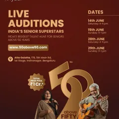 Poster for 'India's Senior Superstars', live auditions for a talent hunt for seniors.
