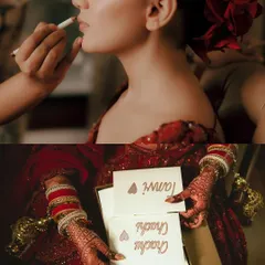 Details that matter. The final touch of lipstick, and the heartfelt letters the bride wrote to her family.