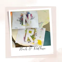 Creating beautiful name art with our youngest students, Noah and Rudhuvi. This is a wonderful way to help them recognize letters while having creative fun.