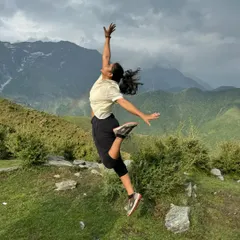 Finding my bliss in the mountains. This jump shot from my Triund trek captures the feeling of pure freedom and joy that nature gives me, an energy I bring to every event.