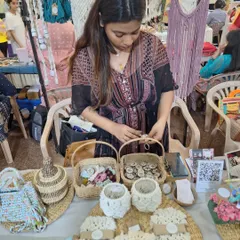 Getting the final details just right. Each piece, from the coasters to the baskets, is made with so much care.